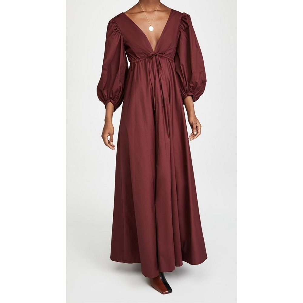NWT Staud Amaretti Maxi Dress Tawny Port Maroon Red Size XS